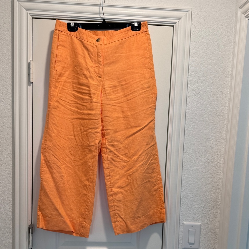 Beautiful J Jill size small tangerine color, linen crops or ankle pants